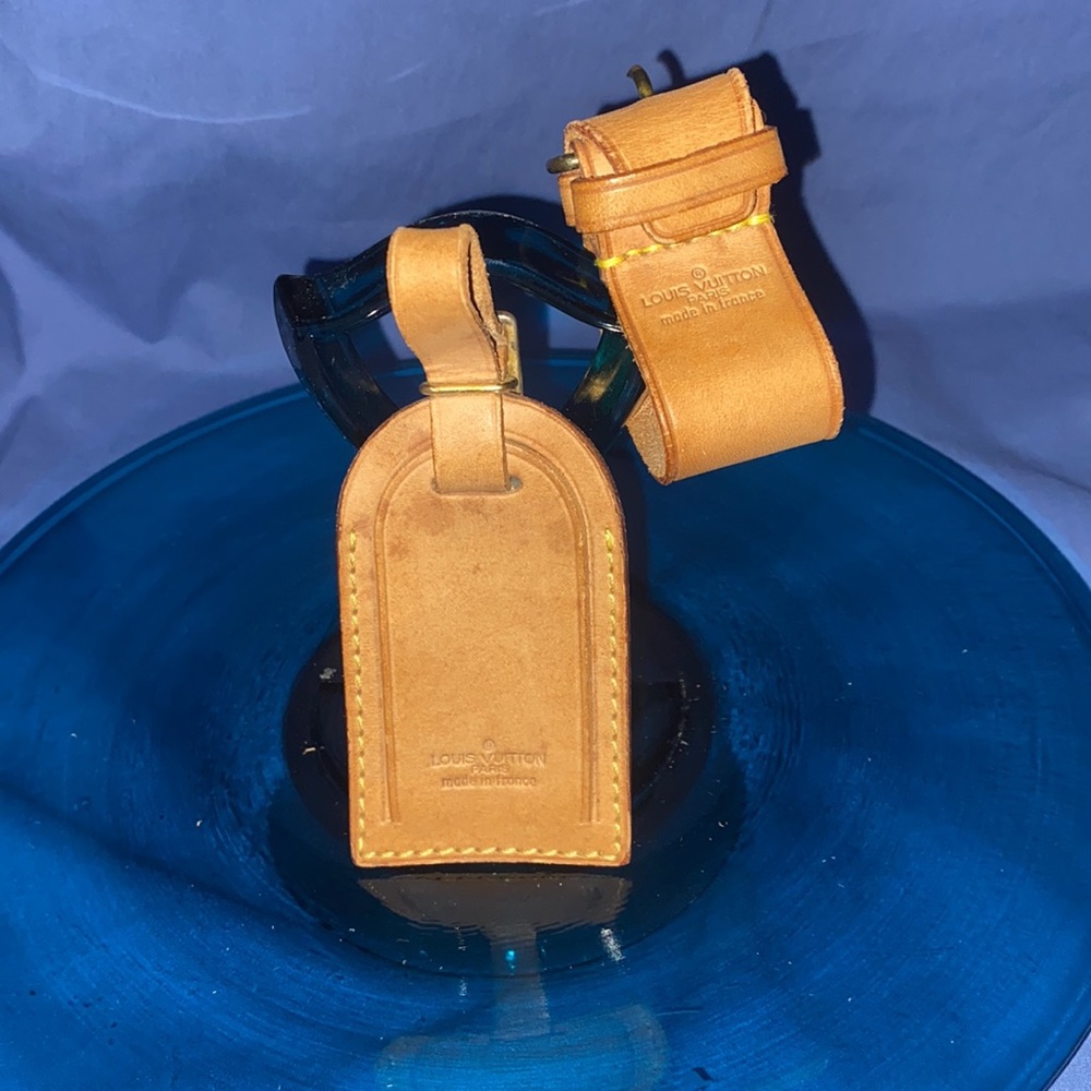 Vintage Louis Vuitton Luggage Tag and Poignet Vachetta Leather Set